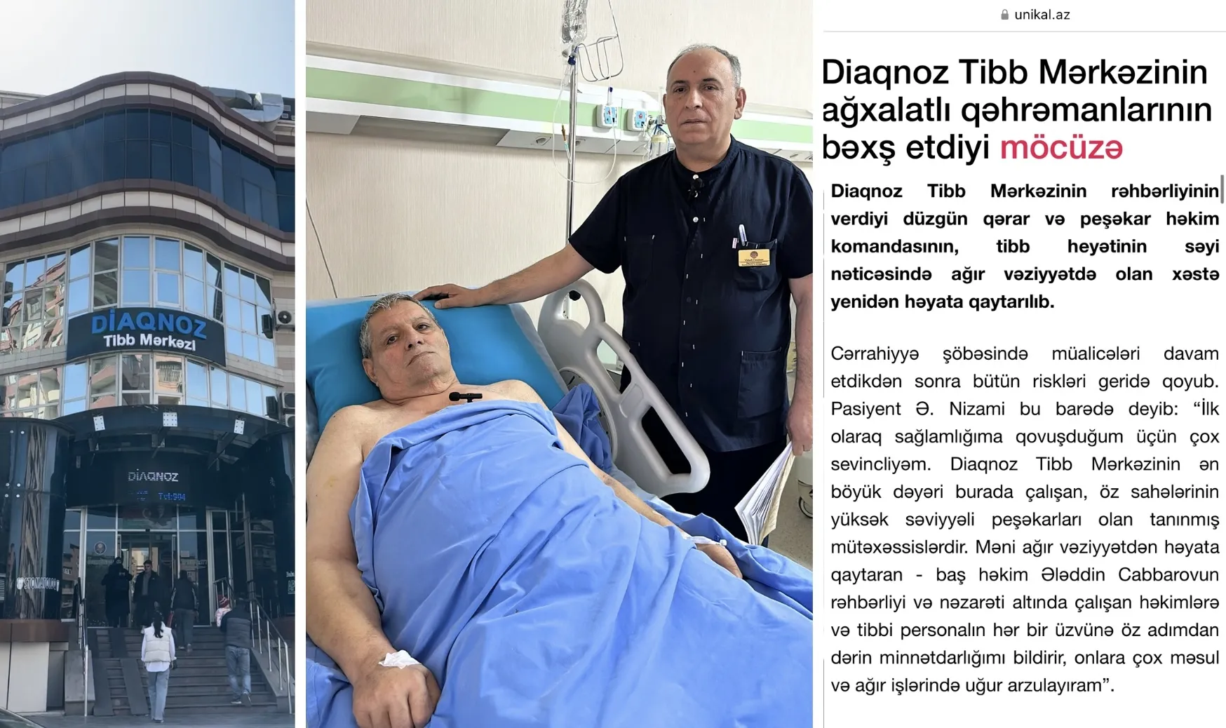 Diaqnoz Tibb Mərkəzinin ağxalatlı qəhrəmanlarının bəxş etdiyi möcüzə